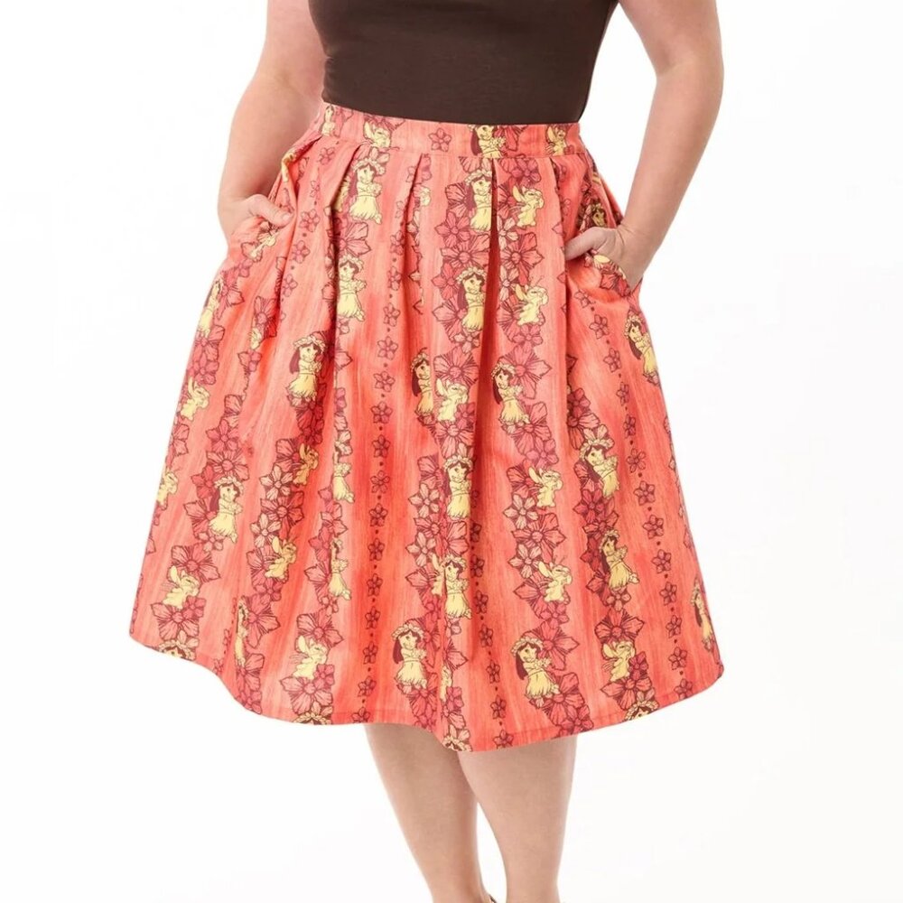 NWT Unique Vintage Disney's Lilo & Stitch Hawaiian Print Swing Skirt